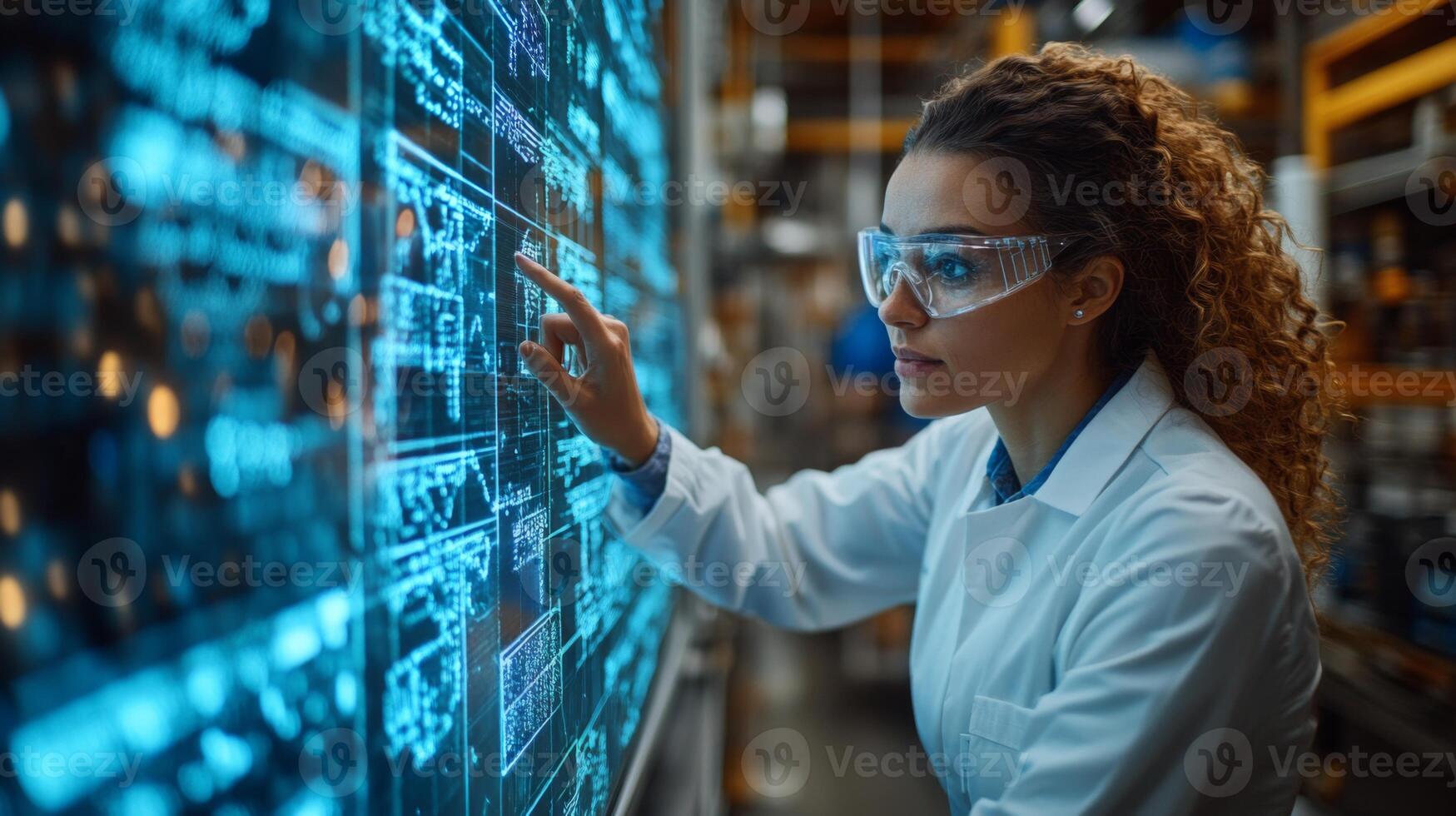 Technician evaluates digital data in an advanced mining environment, utilizing technology to optimize extraction and production methods essential for construction materials. photo