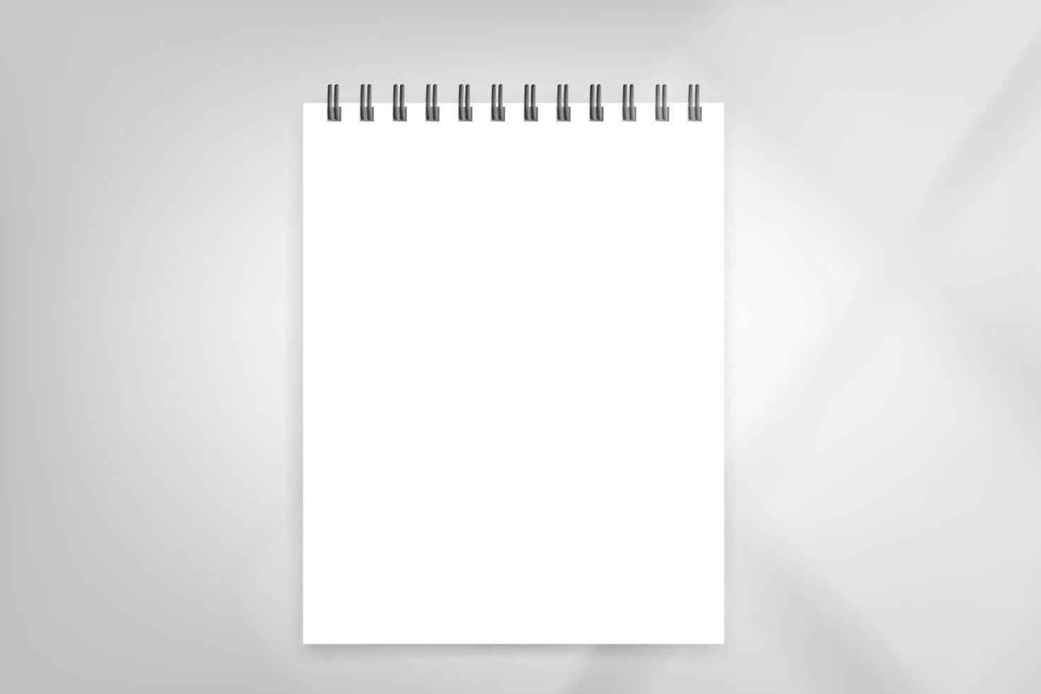 Paper diary on bright background with window light. 3d mockup vector