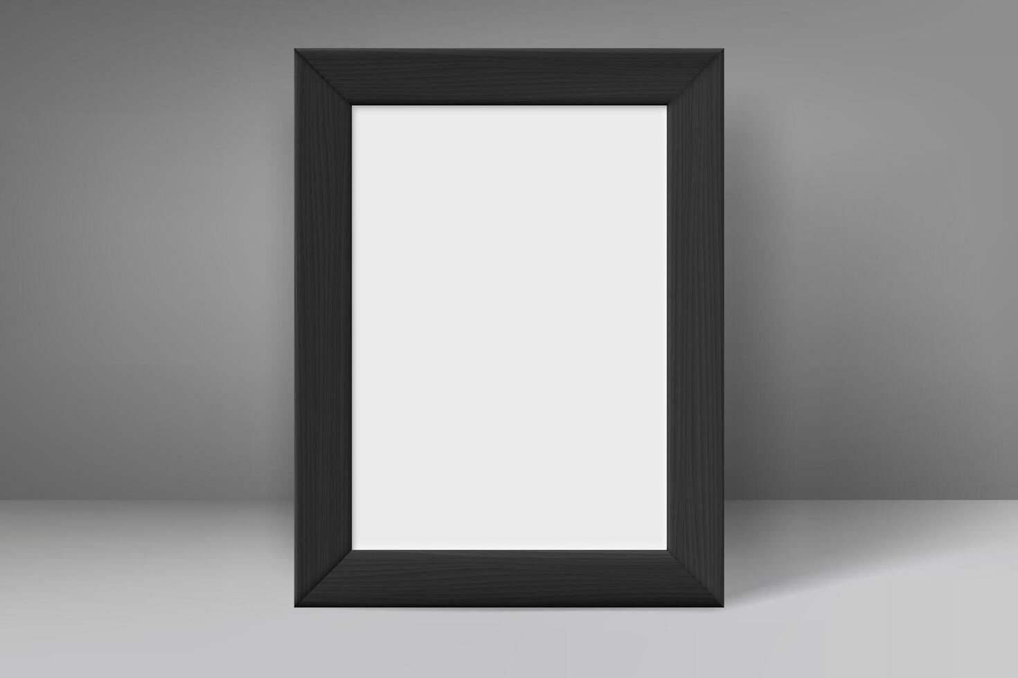 Vertical blank premium black wood frame with white paper. 3d mockup vector