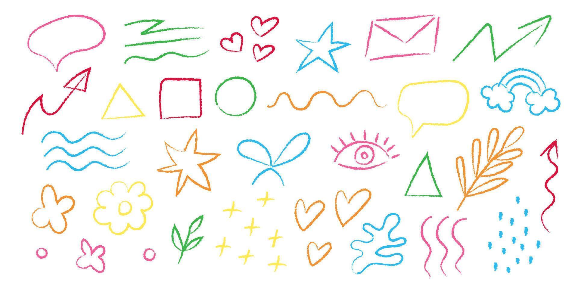 Creative cacharol doodle with various colorful shapes and symbols vector