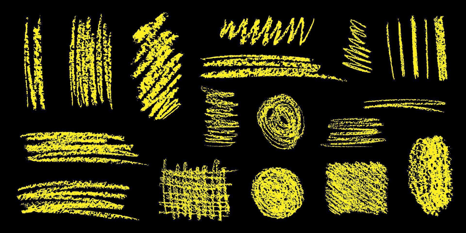 Black chalk hatch drawings on a dark background highlight artistic textures and patterns vector