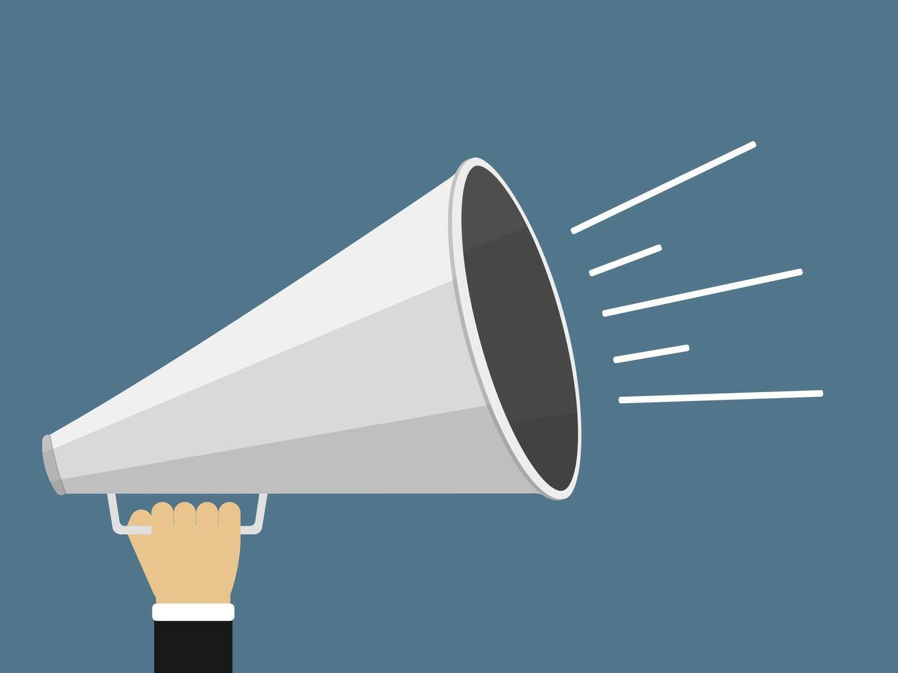 Hand holding megaphone, flat design vector