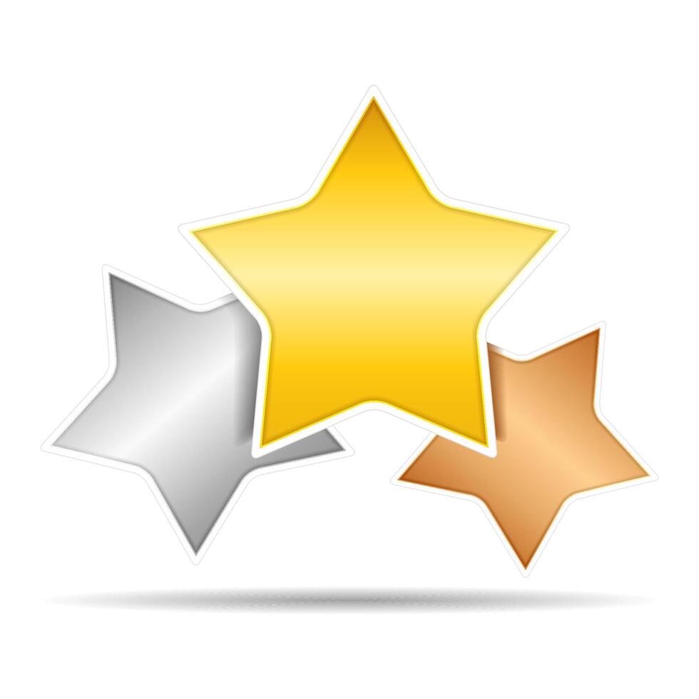 Golden silver and bronze stars vector