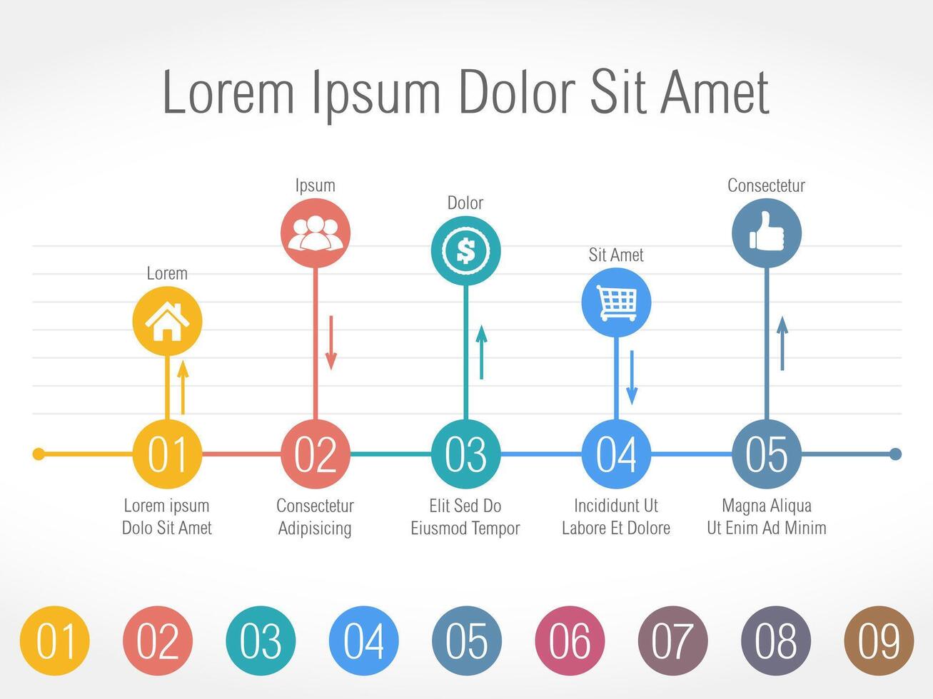 Bar chart with numbers and icons vector