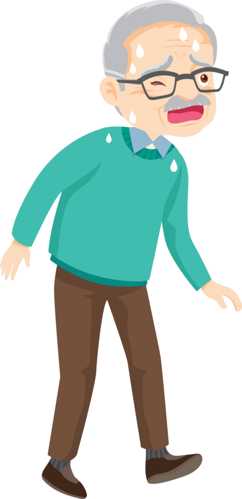 Grandpa is feeling bad from the hot weather. png