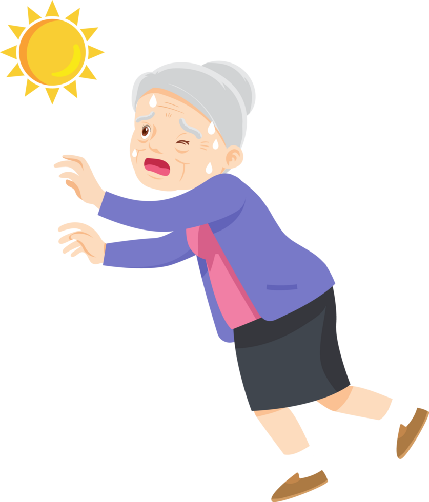 Grandma looks like she's about to faint due to the hot weather. png