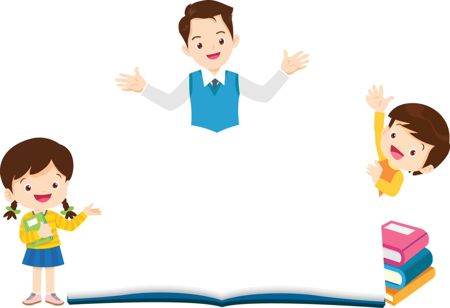 Male teachers and male and female students enjoy teaching. png