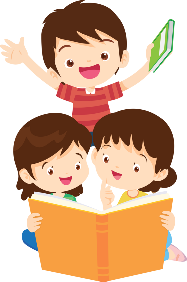 Students read books in groups while waiting for their teachers. png