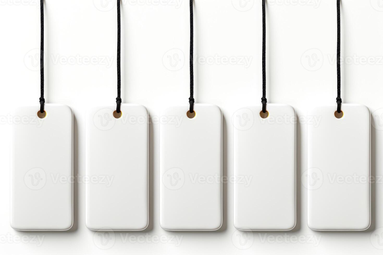 White blank tags hanging on a string photo