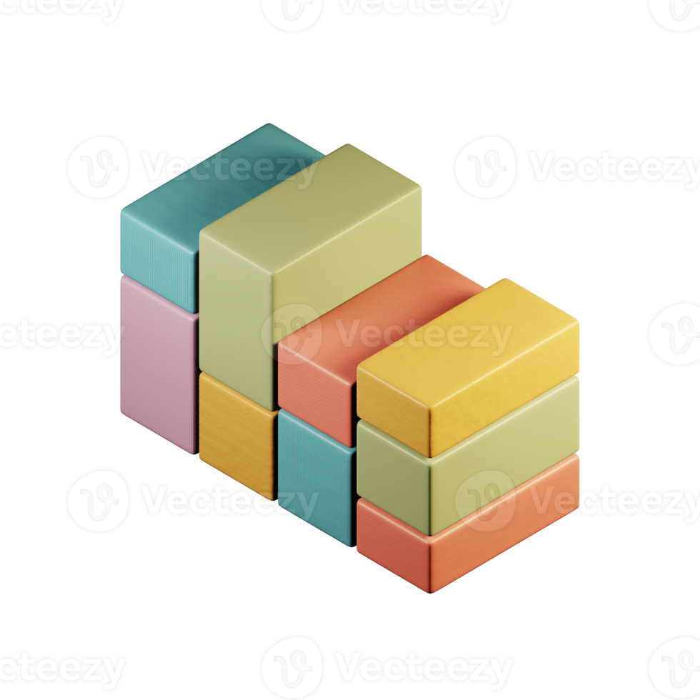 3d multicolored wooden blocks. Developmental toys in the form of blocks for children png