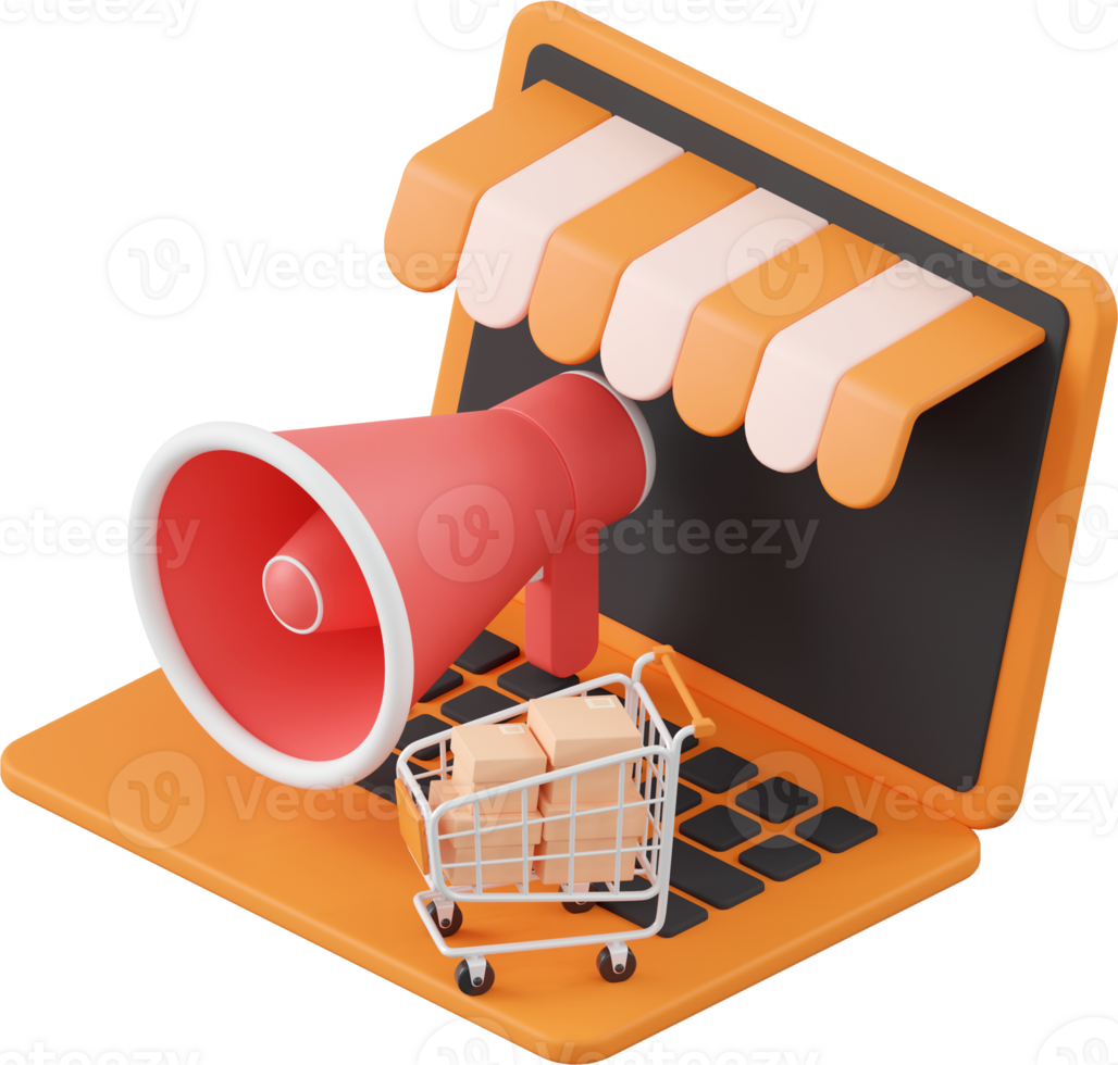 Advertisement on computer notebook, 3d illustration of Icon affiliate marketing png