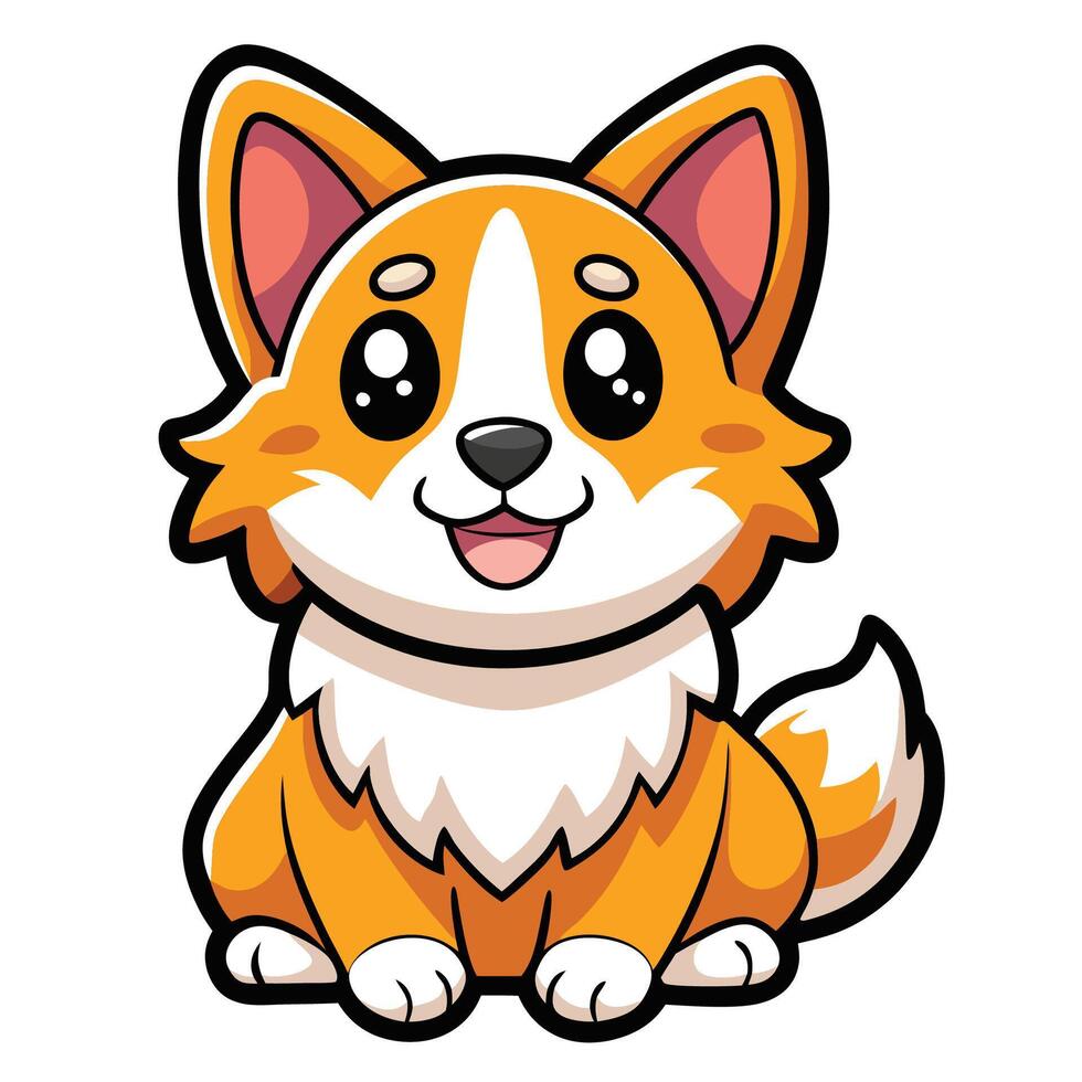 Adorable Cartoon Doggo Stickers on a Pristine White Background vector
