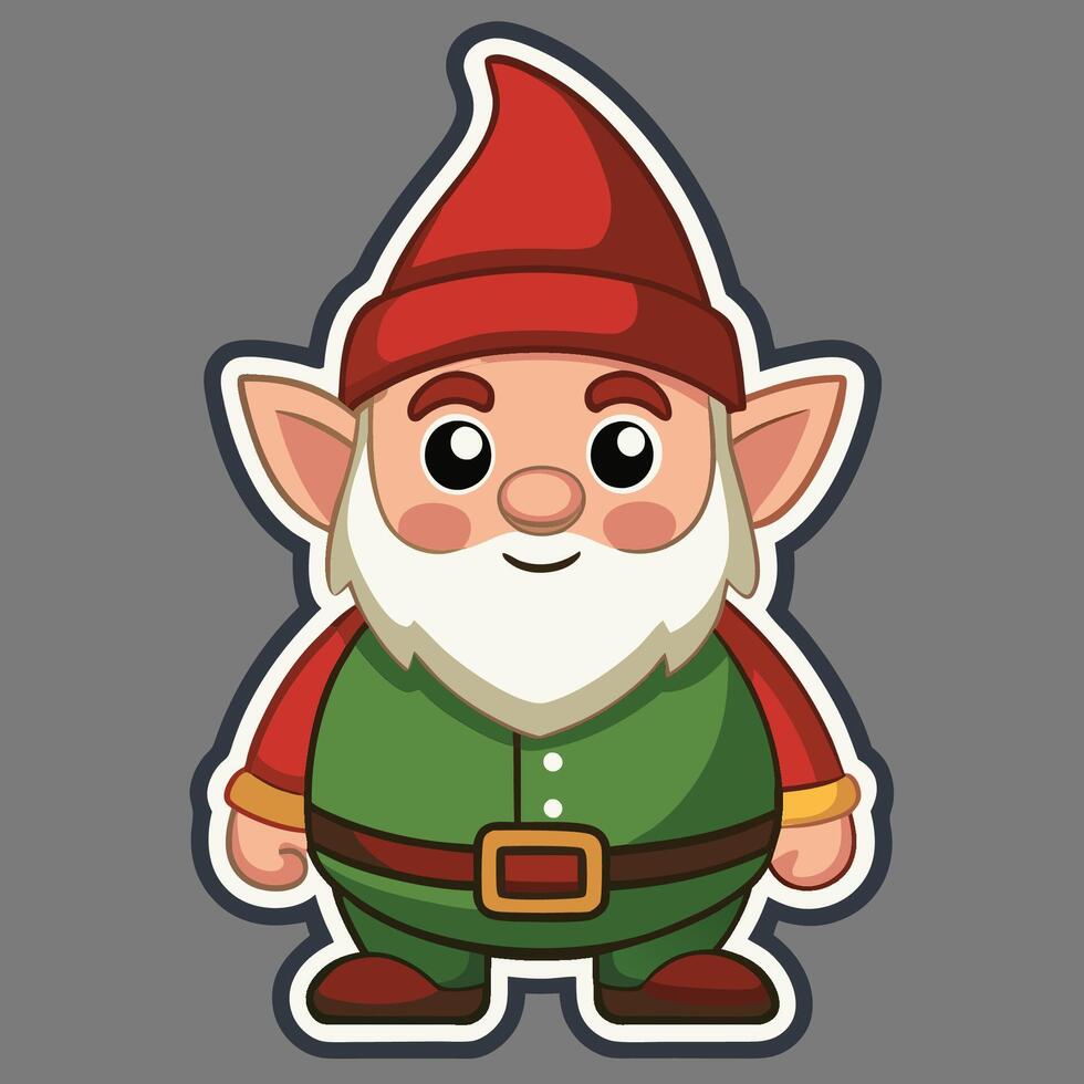 Cartoonish Cutout of a Gnome with a Gray Background vector