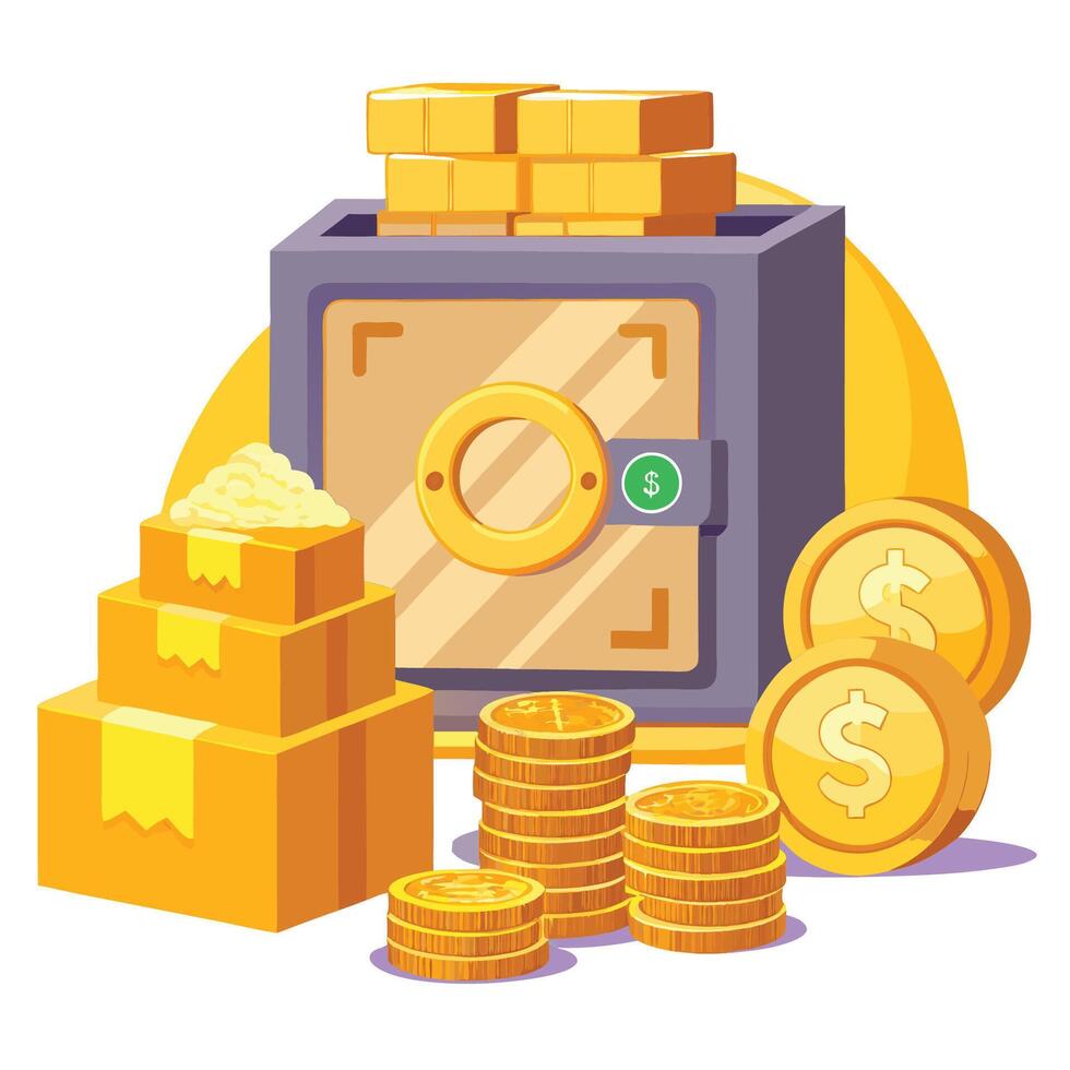 Majestic Gold Reserve in a Secure Business Vault for the Safety of Precious Assets vector