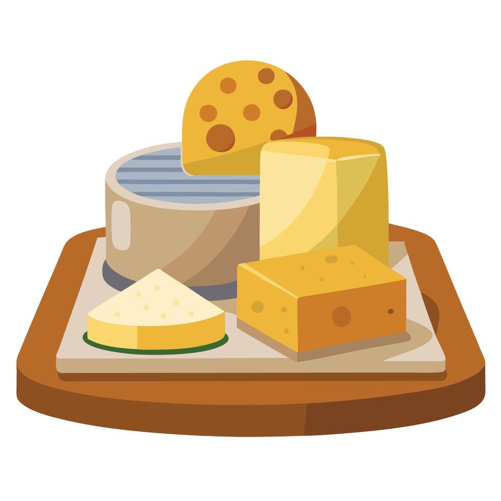 An Assortment of Classic Cheese Varieties a Culinary Journey Through Dairy Delights vector