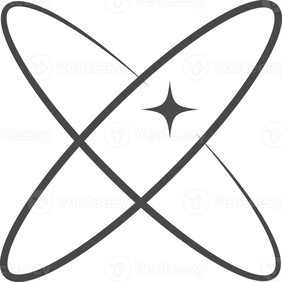 Outline aesthetic frame with star. Border graphic design. Modern minimal orbits. Simple cute decorative y2k geometric template. png