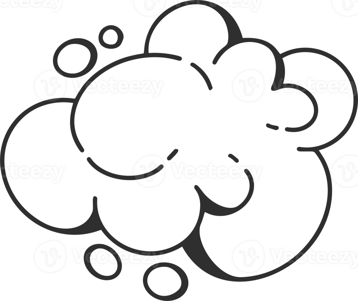 Y2k funky cloud shapes. Playful design. Cartoon retro bubble. Outline soap suds illustration png