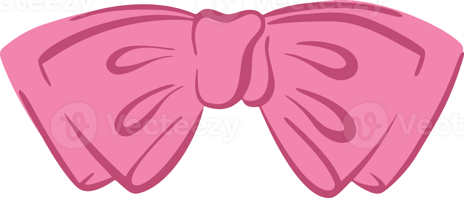 Hair ribbon bow illustration. Cute pink tie with knot for present decoration. Cartoon simple girly satin romantic accessory. png