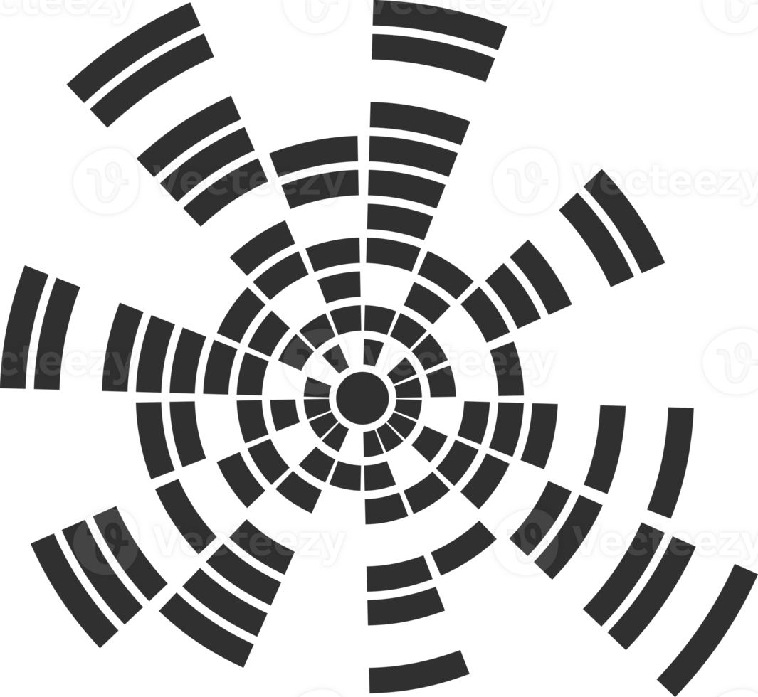 Circular sound wave. Radial music equalizer. Circle spectrum graphic. Round abstract beat. Frequency voice effect. png