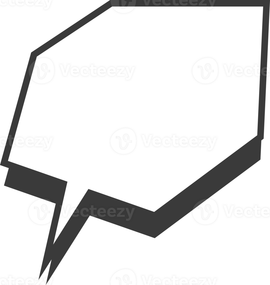 Comic speech bubble. Anime text geometric cloud. Cartoon balloon box with shadow effect. Cute graphic shape for sale design and banners png