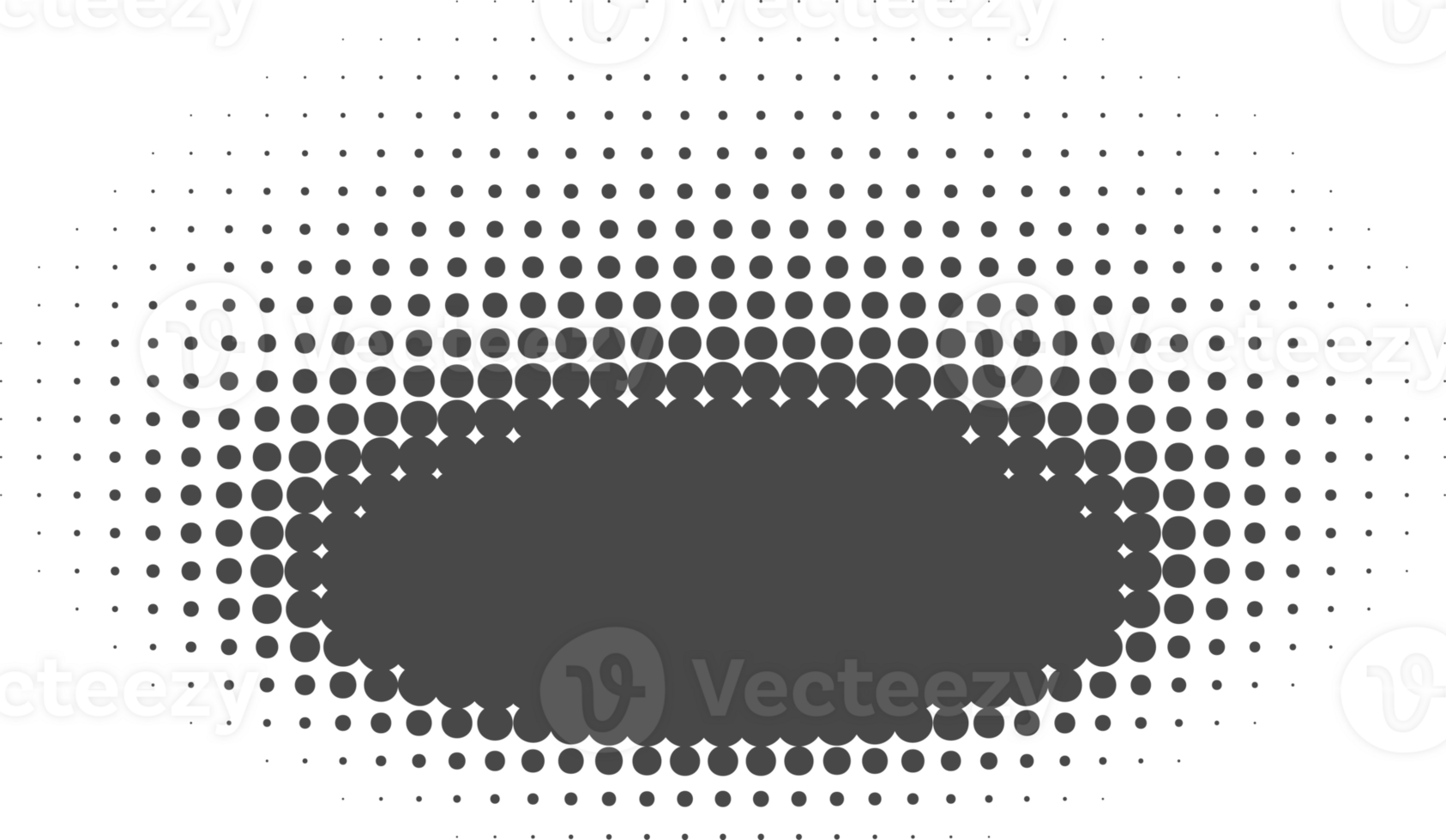 Dotted halftone abstract shape. Blurred shadow. Graphic element circular organic blob with gradation png