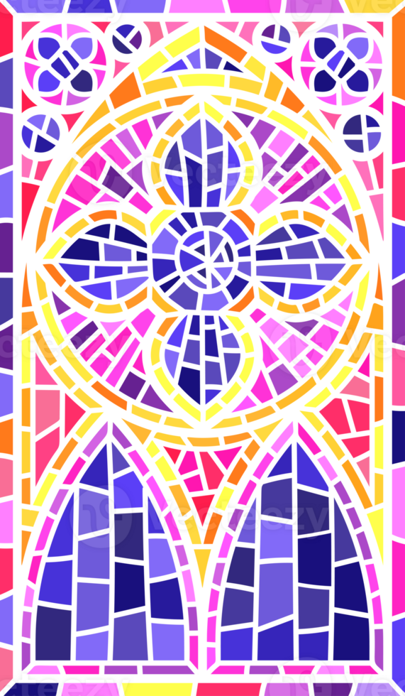 Church window with frame. Cathedral gothic stained glass arch. Old architecture element. Medieval castle door silhouette. Catholic interior decoration. png