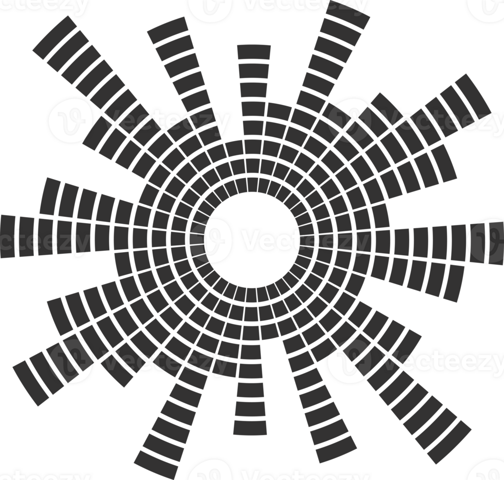 Sound music circular wave. Radial audio equalizer. Round abstract graphic of voice and echo. Frequency geometric bar. png