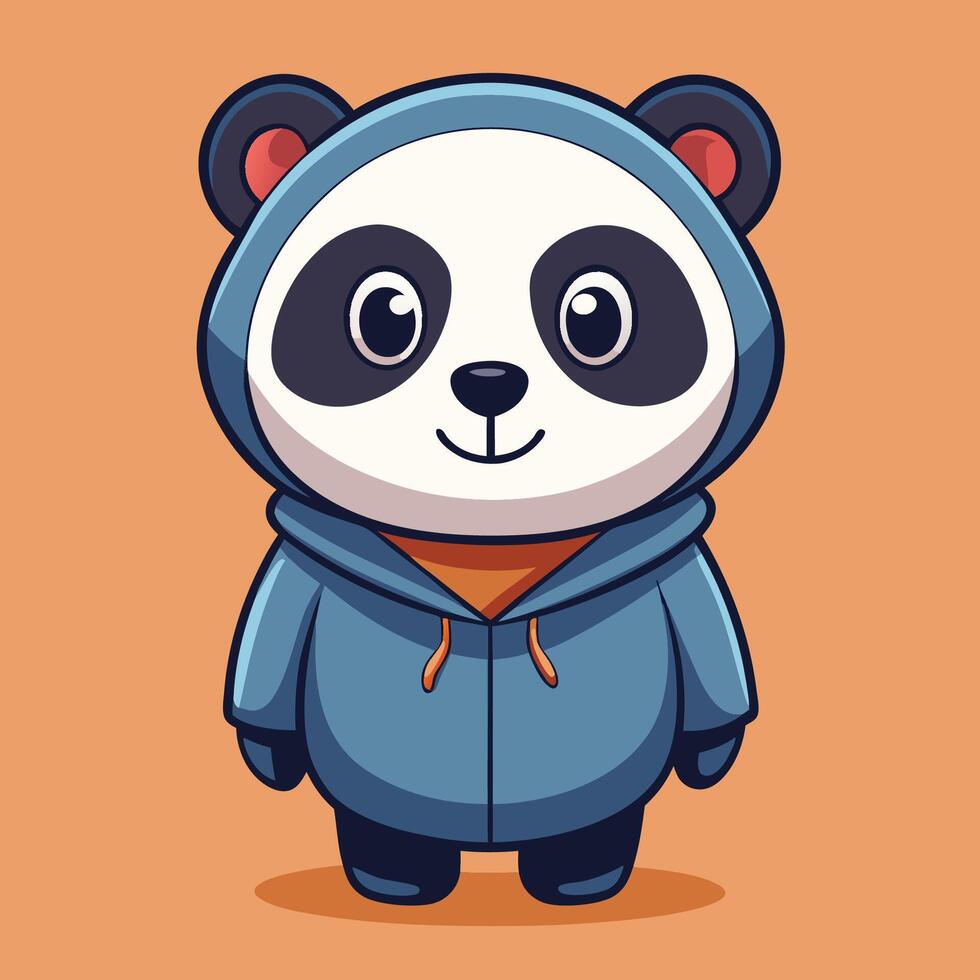 Adorable Panda Wearing a Stylish Hoodie Jacket A Cartoon Illustration vector