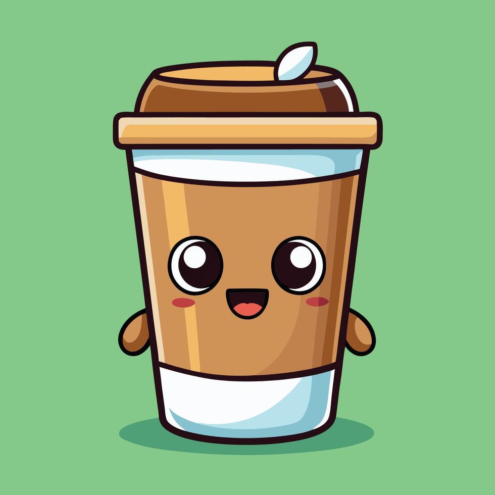 Delightful Cartoon Coffee Cup with Cute and Colorful Design vector