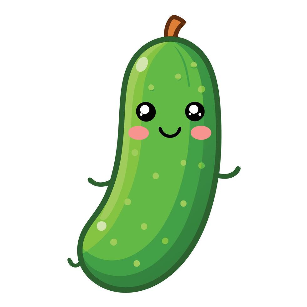 Cute and Smiling Cucumber Cartoon Illustration Icon vector