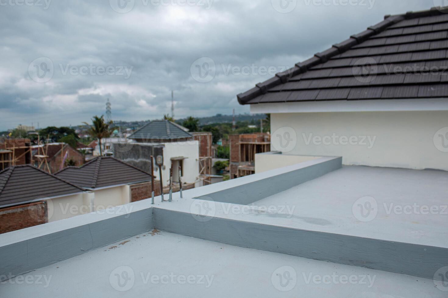 A roof with a white roof photo