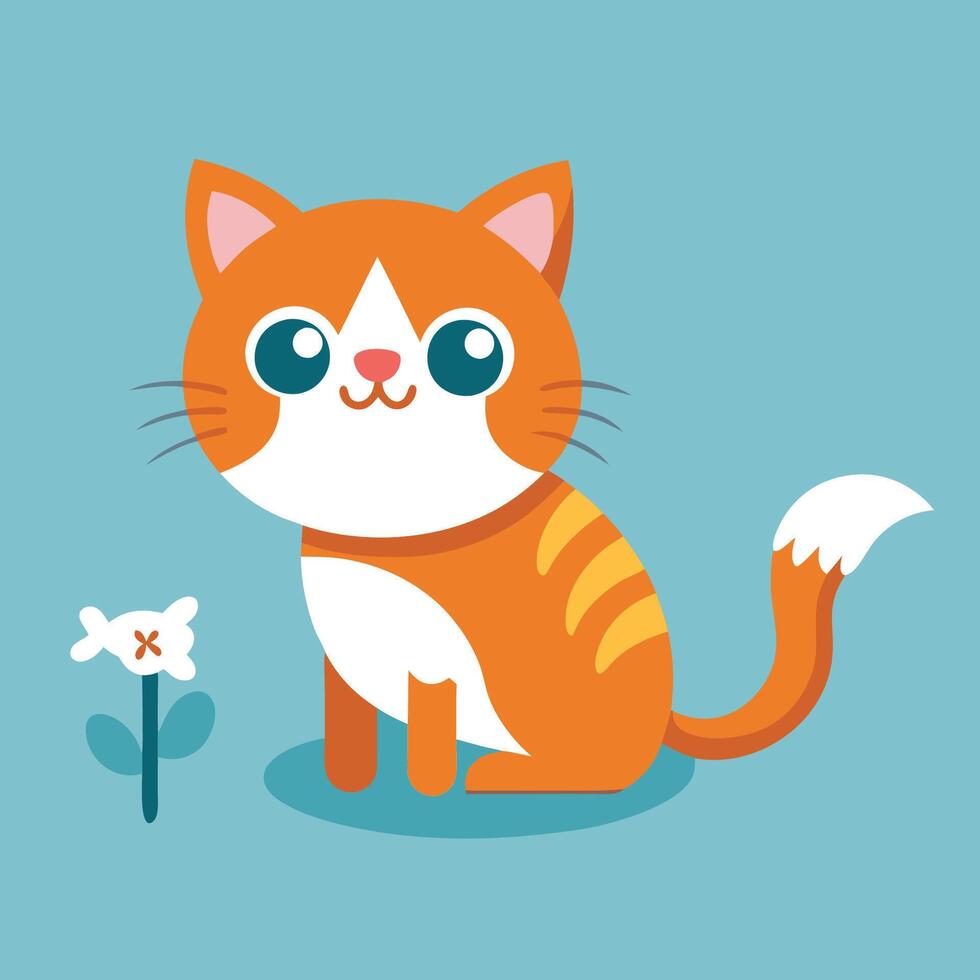 Adorable Cat Paying Respects to a Fish Bone Waving an American Flag vector