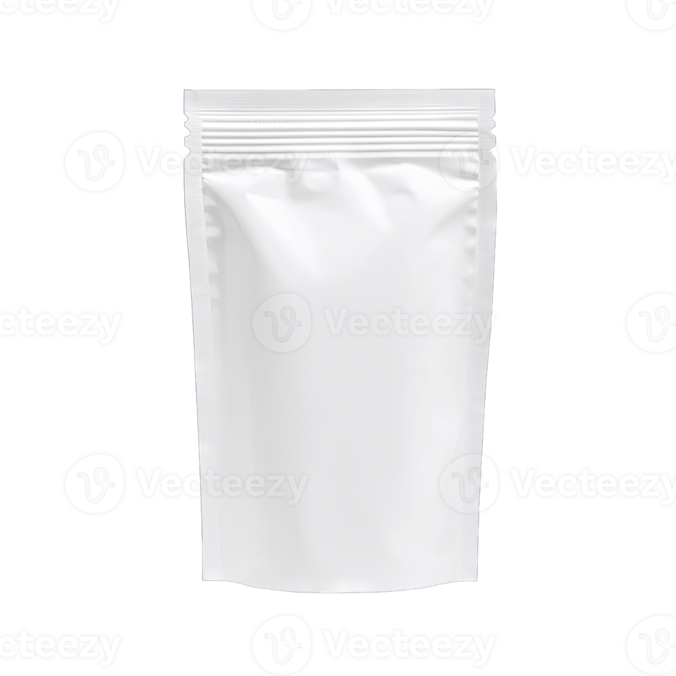 Mockup of a blank foil pouch for food packaging product presentation png