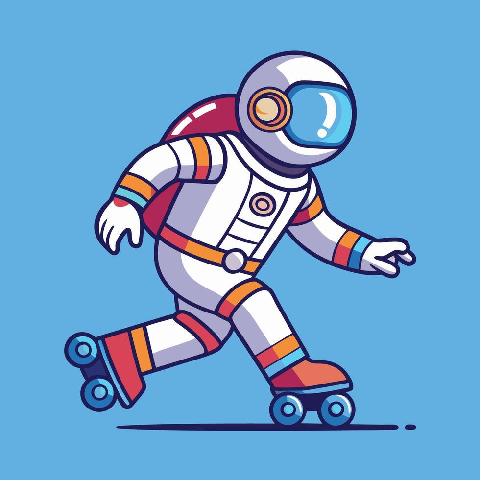 Roller Skating Astronaut Embarks on a Cosmic Adventure vector