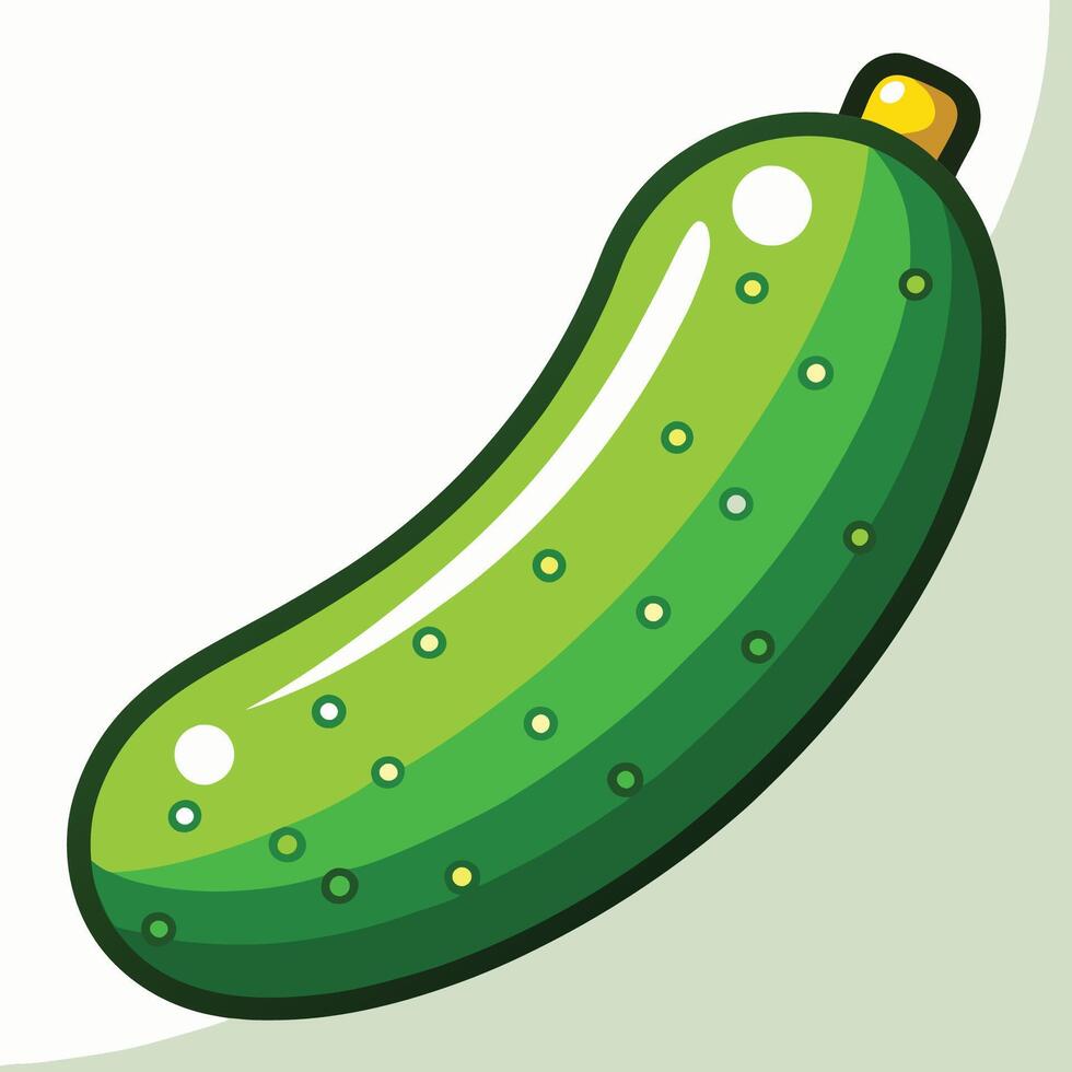 Cute and Colorful Cartoon Illustration of a Green Cucumber for Vegetables vector
