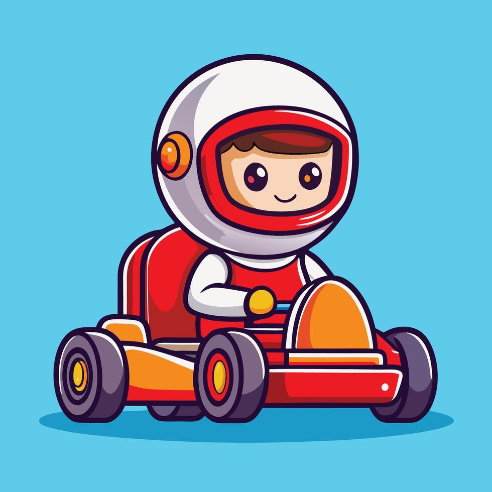 Adorable Astronaut Racing in a Speedy Gokart Character vector