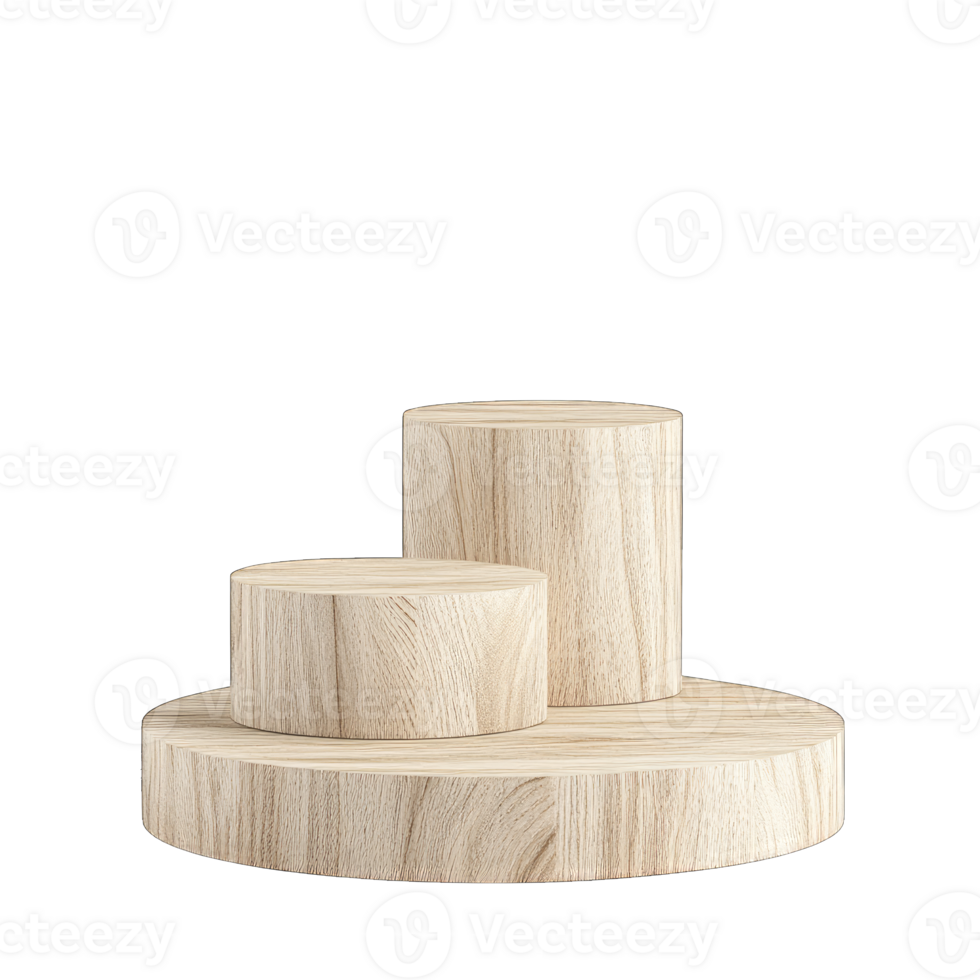 Wooden podium display for product presentation minimal stage design png
