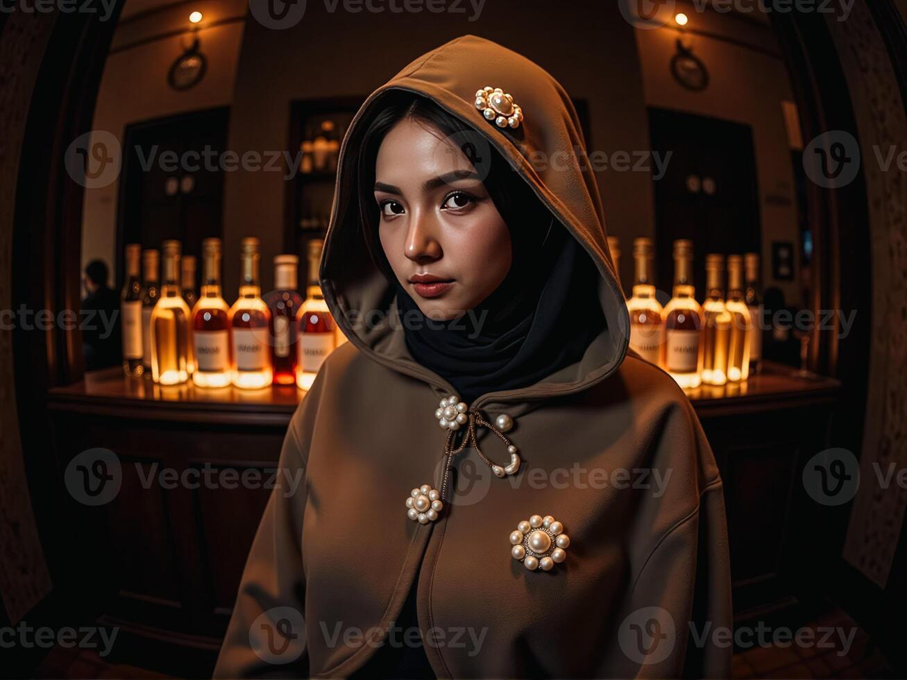 A woman wearing a hoodie and a scarf photo