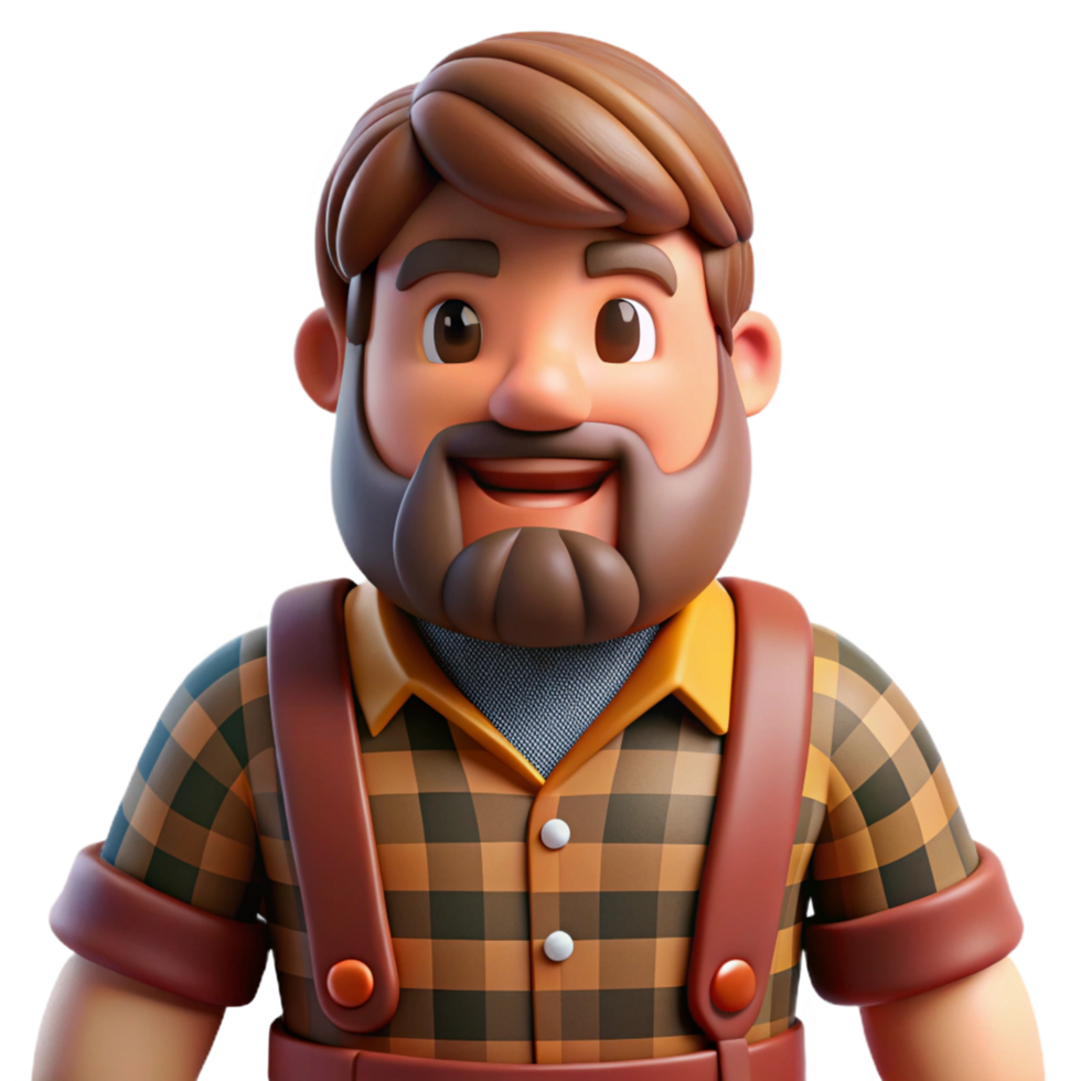 Mountain Man Lumberjack with Beard and Rugged Clothes png