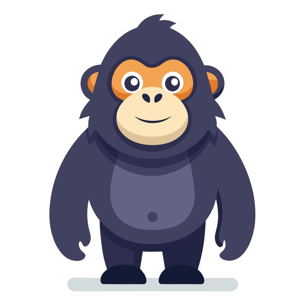 Cartoon Icon Illustration of a Cute Gorilla Standing Up vector