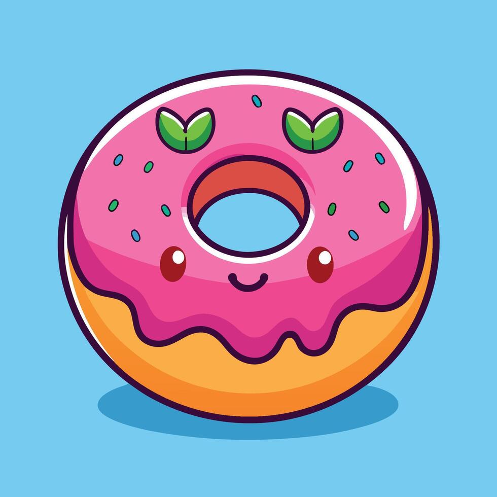 Cute and Melty Donut with Strawberry Filling Cartoon Icon vector