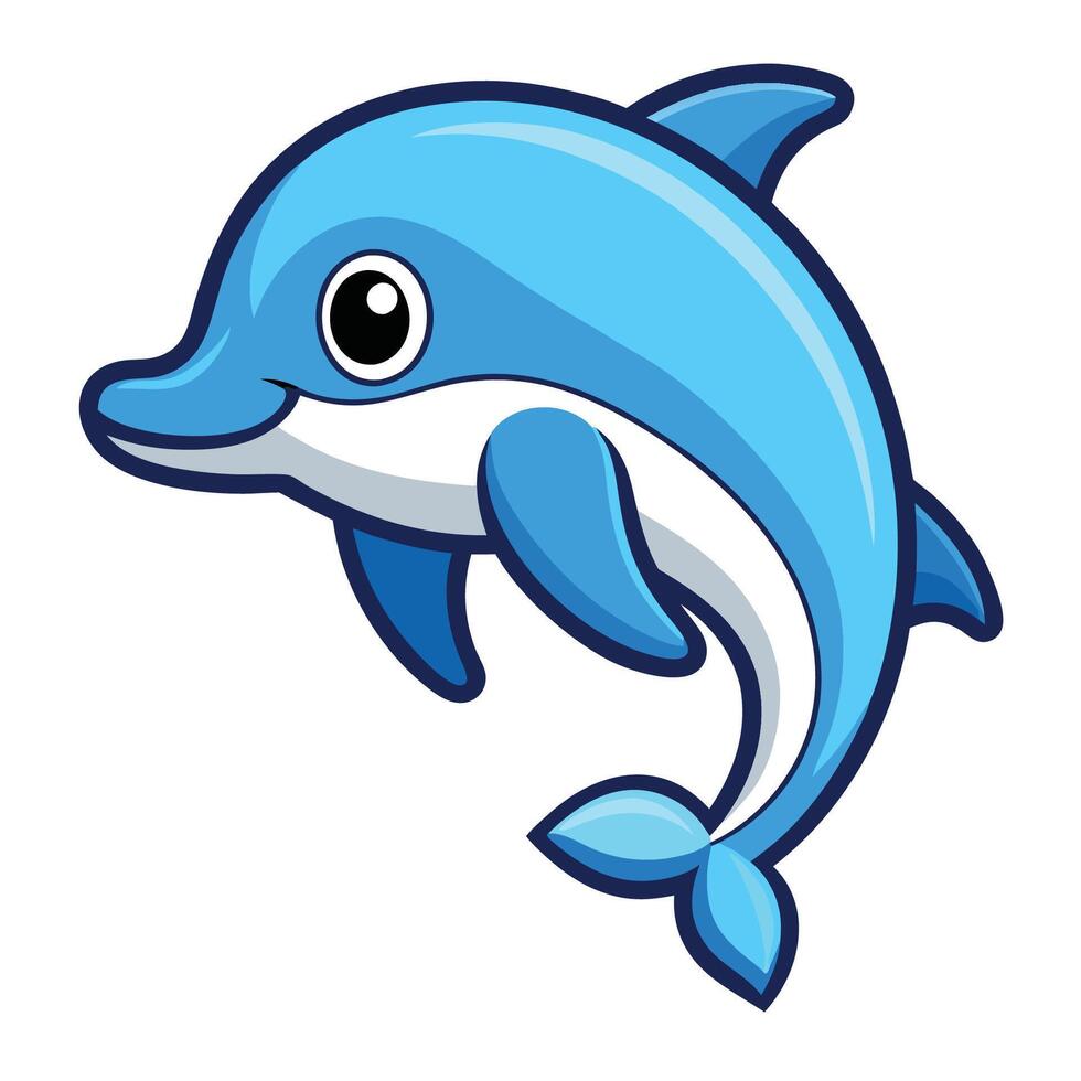 Adorable Cartoon Illustration of a Standing Dolphin with a Delightful Expression vector