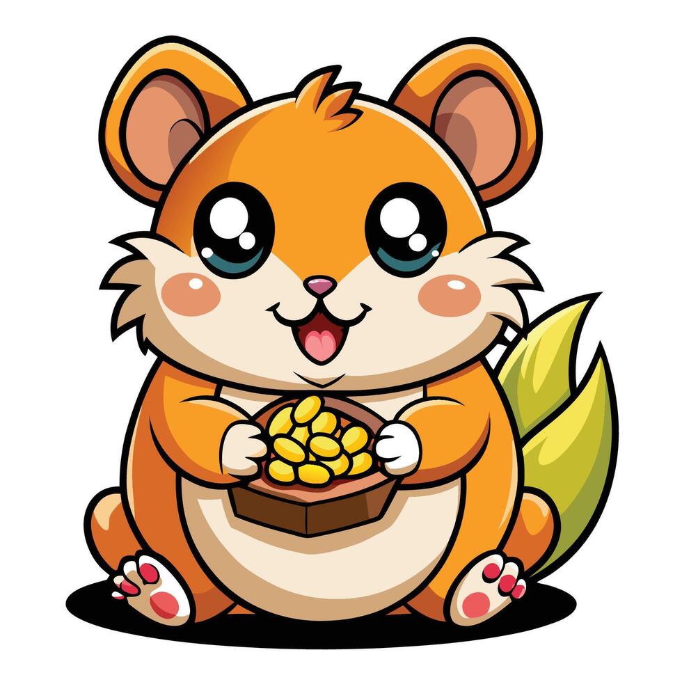 Adorable Hamster Munching on Sunflower Seed A Cartoon Delight vector