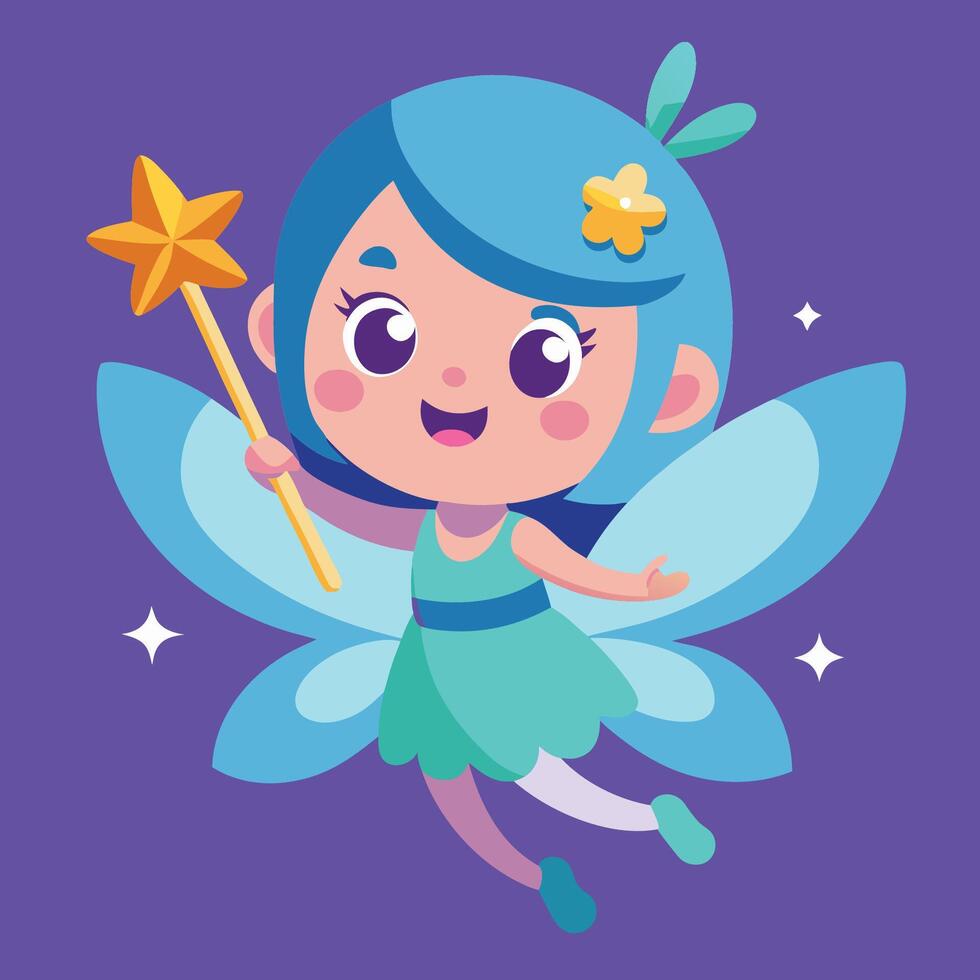 Enchanting Fairy Fluttering with Magical Wand against a Dreamy Background vector