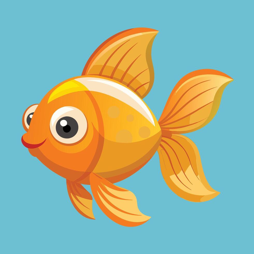 Animated Illustration of a Cute Goldfish Swimming Gracefully in Water vector
