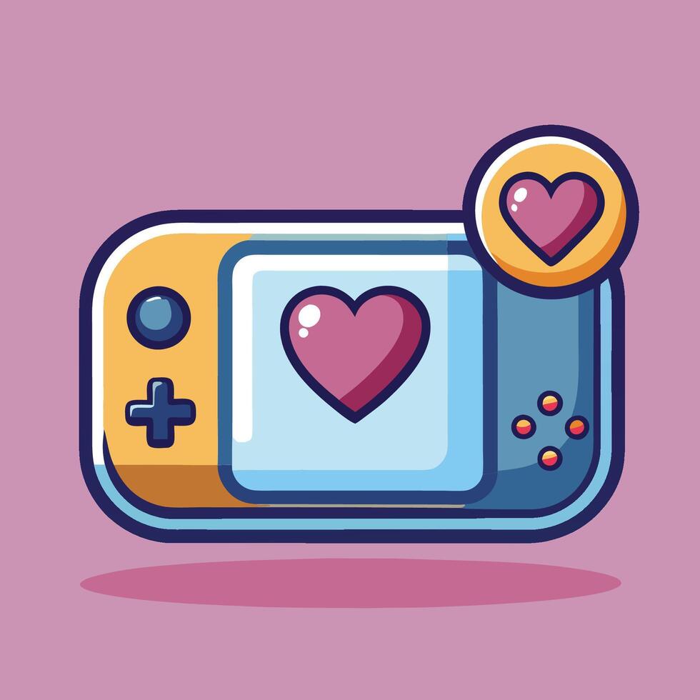 Cartoon Image of a Game Console Adorned with a Heart vector