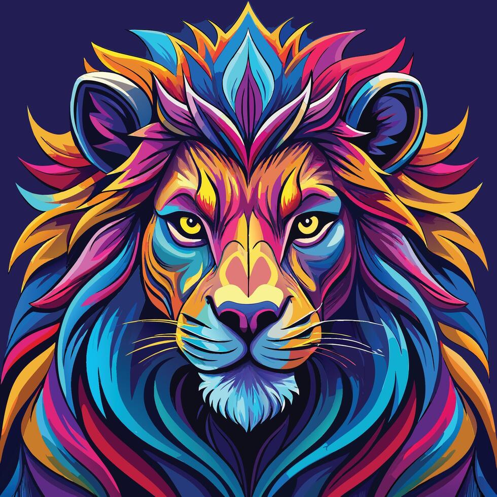 Captivating Digital Graffiti Illustration of a Mighty Lion vector