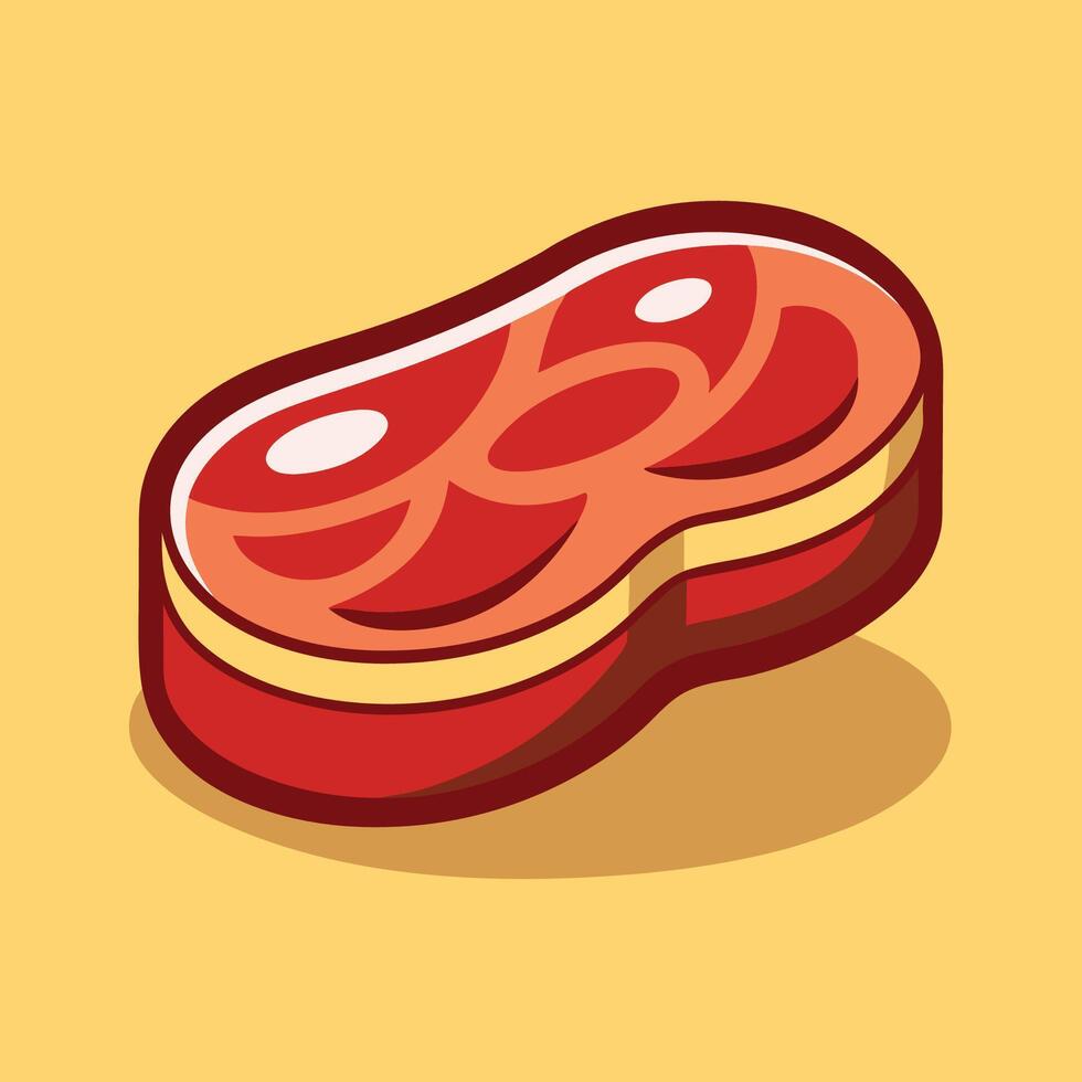 Cartoon Illustration of a Floating Beef Steak with a Humorous Expression vector
