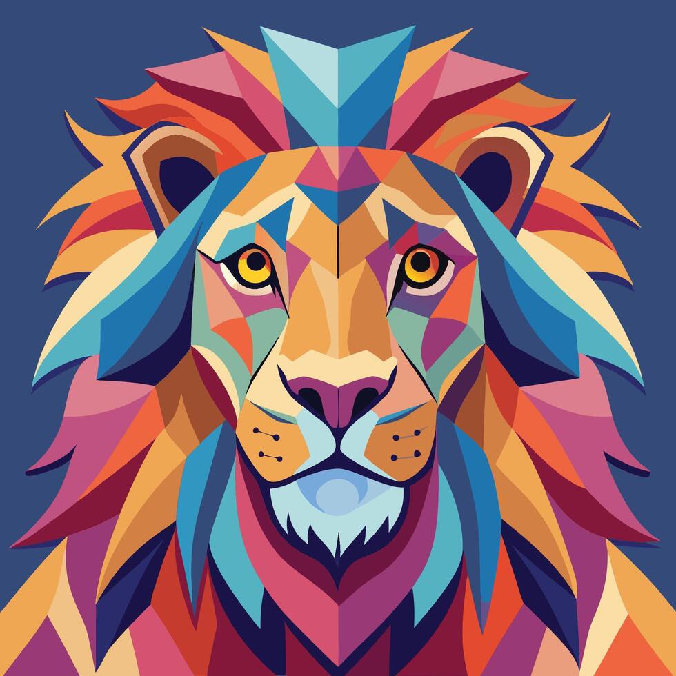 Pastel Hued Abstract Artwork Featuring a Majestic Lion Silhouette vector