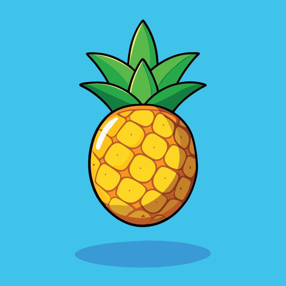 Floating Pineapple Fruit in Vibrant Cartoon Style vector